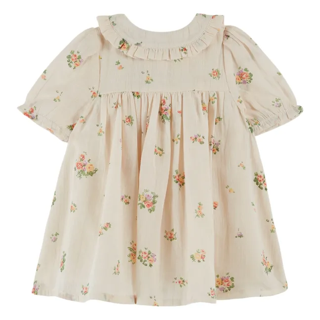 Maxivestido floral de algodón orgánico | Crema