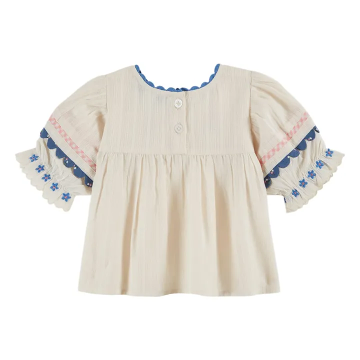 Blusa bordada con flores | Crema- Imagen del producto n°3