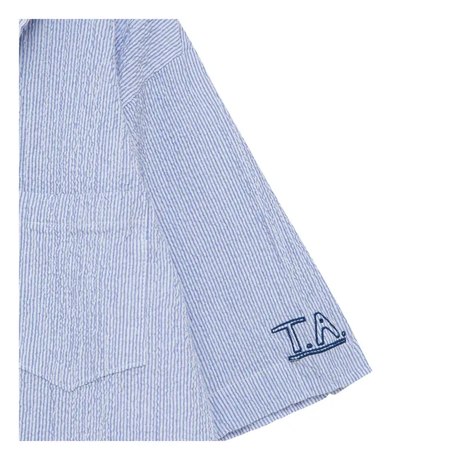 Robe N°16 Rayée Seersucker | Bleu