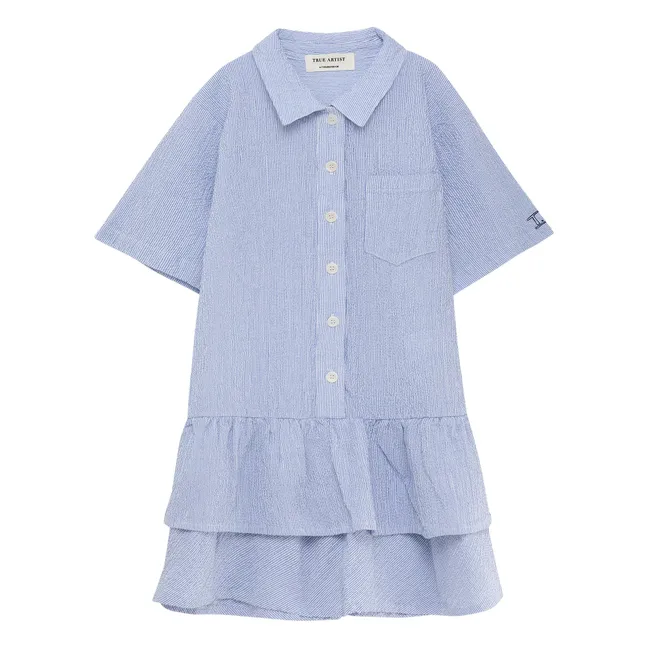 N°16 Vestido Seersucker Rayas | Azul