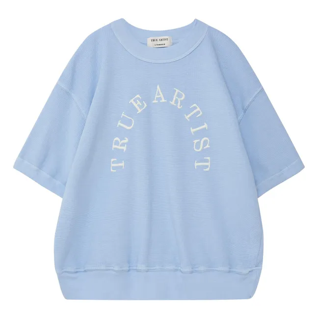 N°12 Sudadera de algodón orgánico de manga corta | Azul Cielo