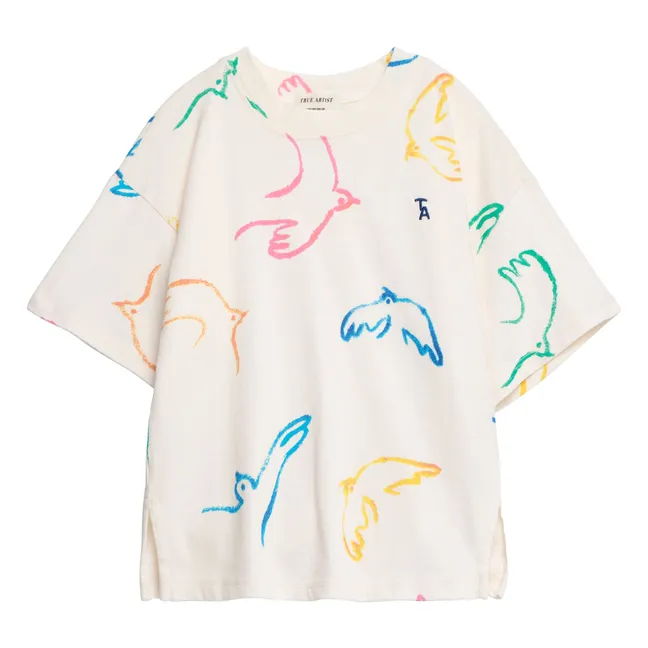 T-shirt Oiseaux Coton Bio | Ecru