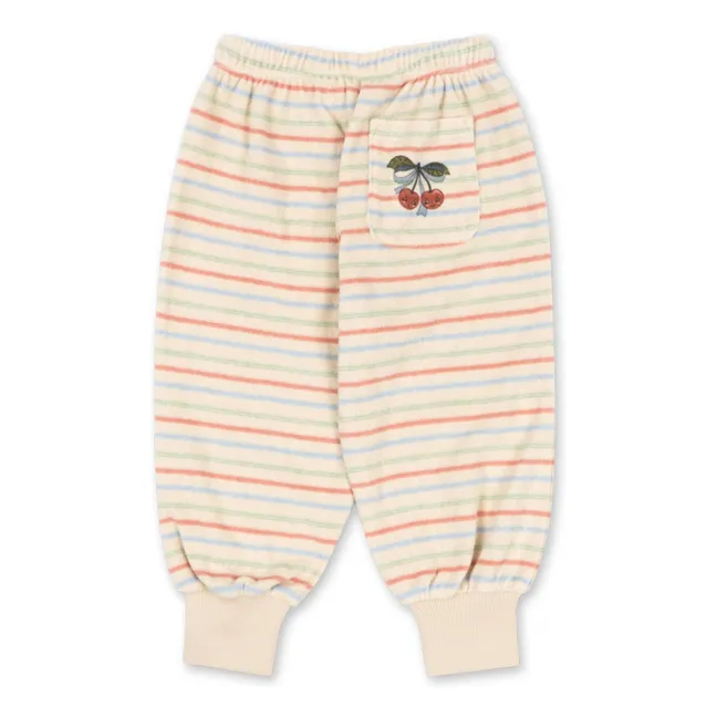 Itty Ribbed Striped Organic Cotton Joggers | Ecru