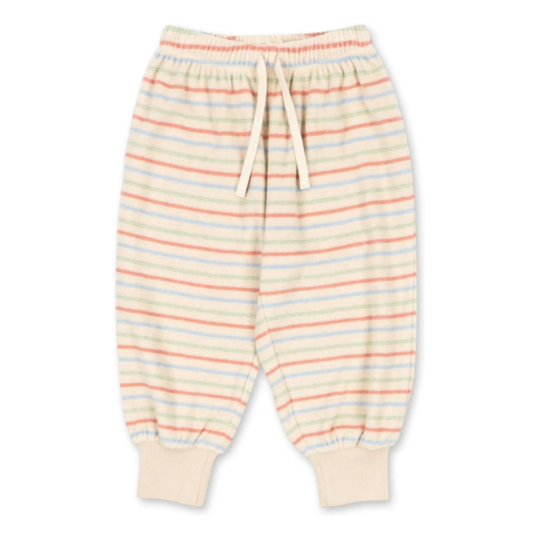 Konges Sløjd Ecru Itty Ribbed Striped Organic Cotton Joggers