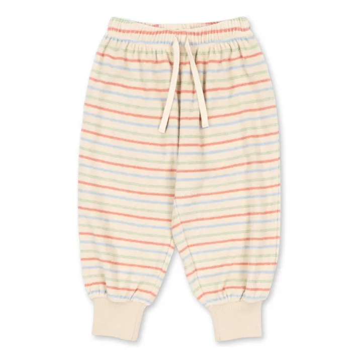 Joggers de algodón orgánico acanalado a rayas Itty | Crudo- Imagen del producto n°0