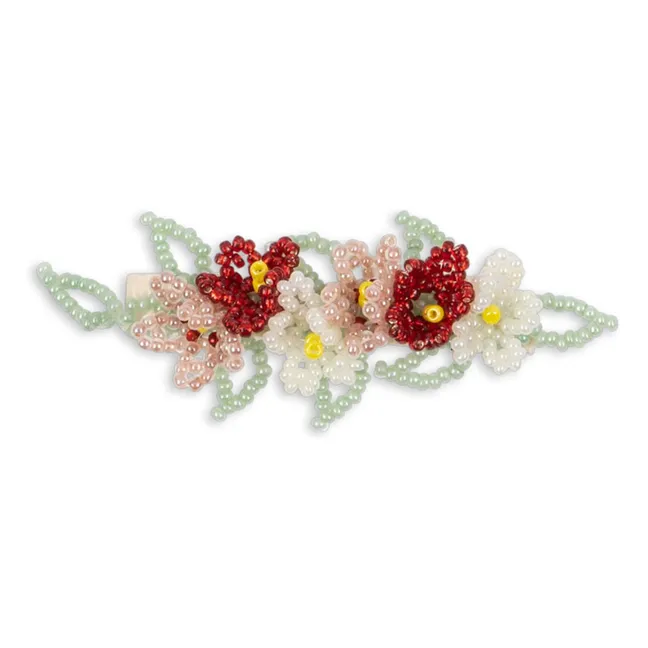 Flowered hair slide | Green water