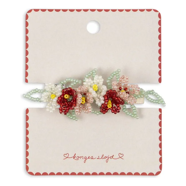 Barrette Fleurie | Vert d'eau