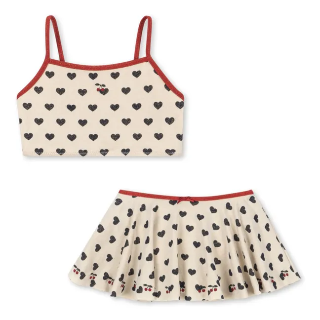 Traje de baño con falda de lentejuelas Manon Hearts | Crudo