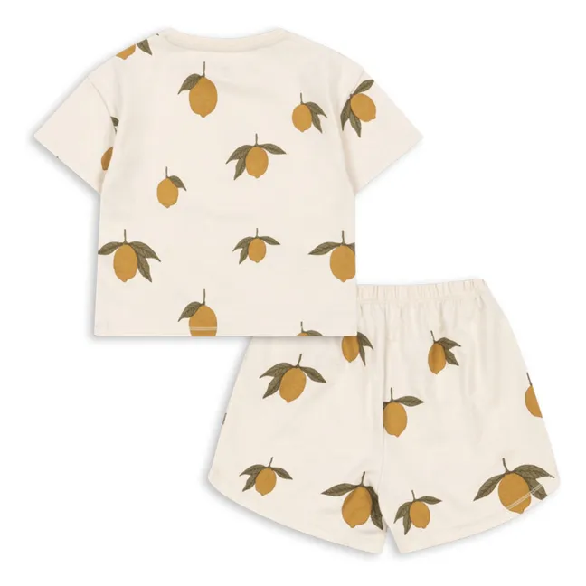 Set T-Shirt und Shorts Zitronen Bio-Baumwolle | Seidenfarben