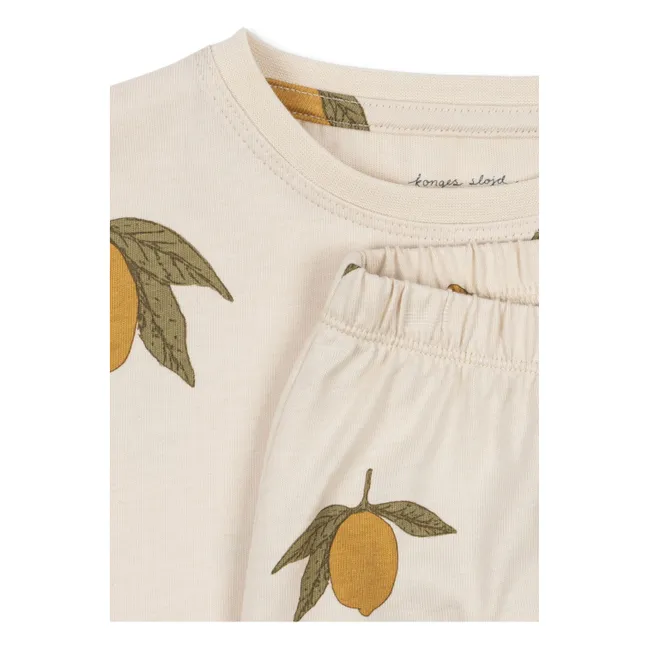 Organic cotton T-shirt and shorts in lemon | Ecru