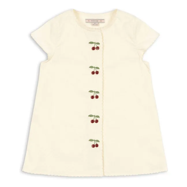 Vestido de algodón orgánico Evia Cerises | Crema