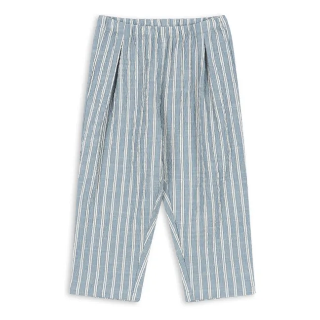 Pantalon Elliot Rayé Coton Bio | Bleu