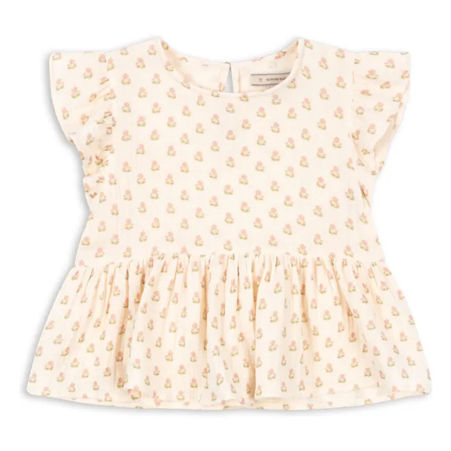 Camiseta con volantes de algodón ecológico Coco | Rosa Pálido