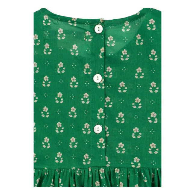 Organic Cotton Cami Smocked Dress | Green