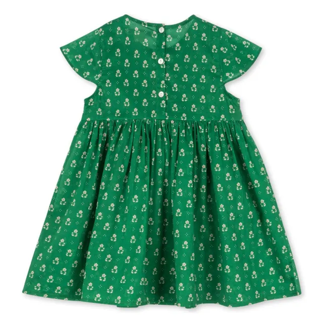 Organic Cotton Cami Smocked Dress | Green