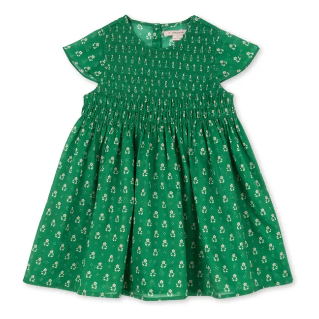 Organic Cotton Cami Smocked Dress | Green