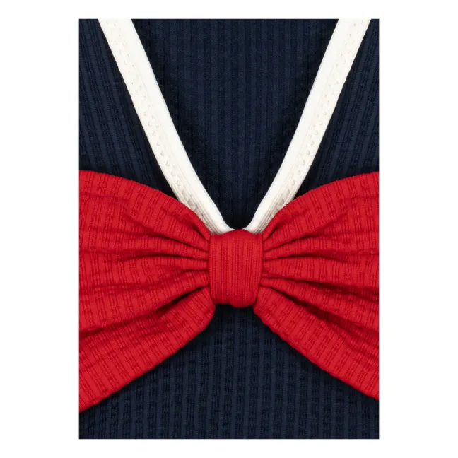 Badeanzug mit Bowie-Schleife aus recycelten Fasern | Navy