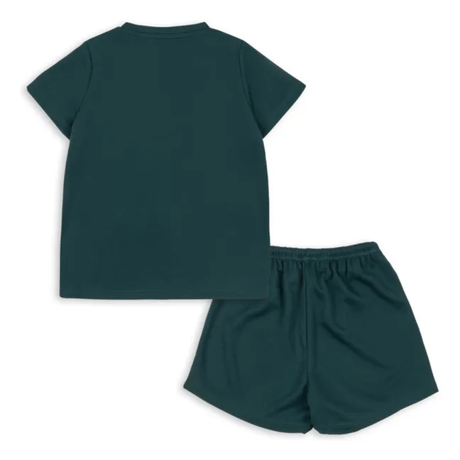 Conjunto de camiseta y pantalón corto de fibra reciclada Bolt | Verde Oscuro