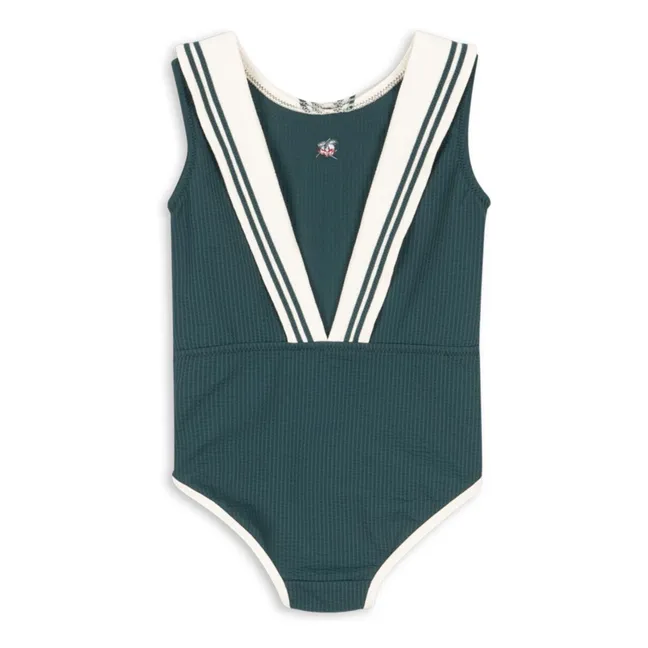 Bañador Sailor de fibras recicladas acanalado | Verde Oscuro