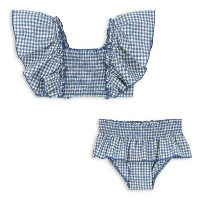 Fresia Carreaux Recycled Fiber Ruffle Swimsuit | Blue