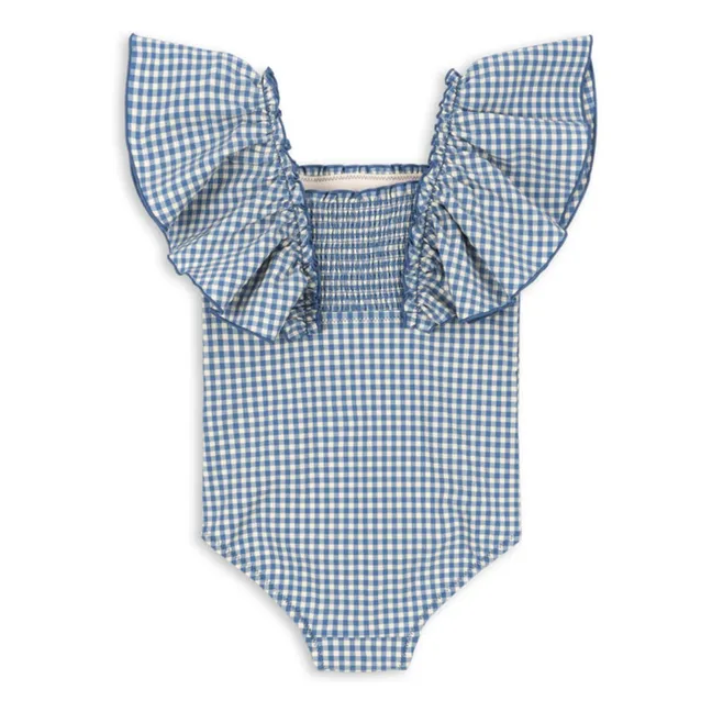 Bañador Fresia Smocked Azulejos de fibra reciclada | Azul