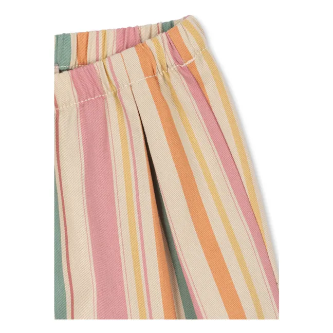 Pantalon Frankie Rayé Coton Bio | Rose