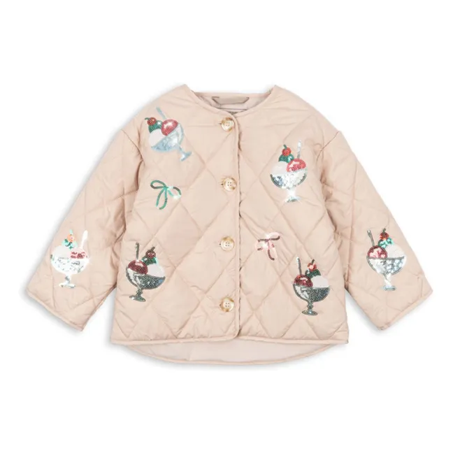 Chaqueta acolchada de lentejuelas Flora Glaces | Rosa Pálido