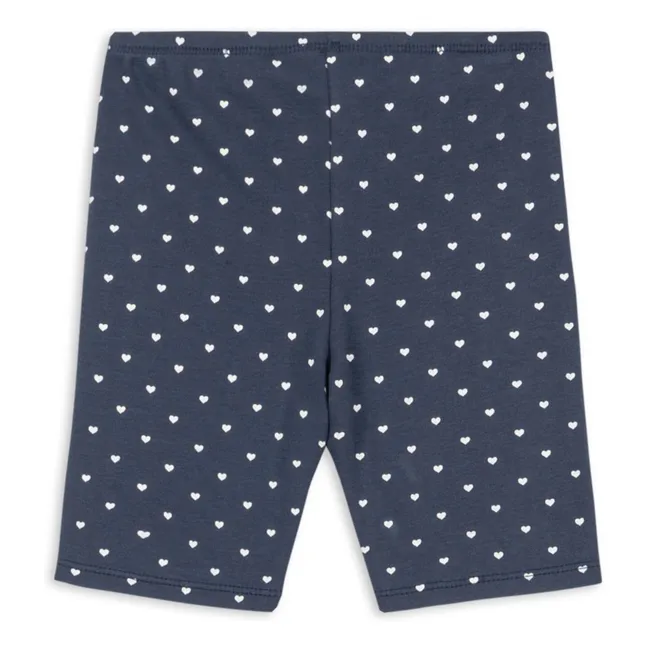 Short Cycliste Pois Coton Bio | Bleu foncé