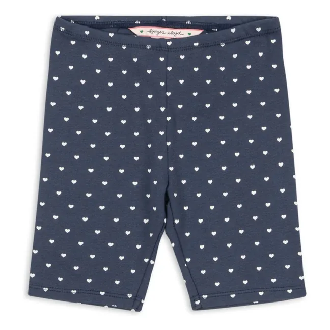 Short Cycliste Pois Coton Bio | Bleu foncé
