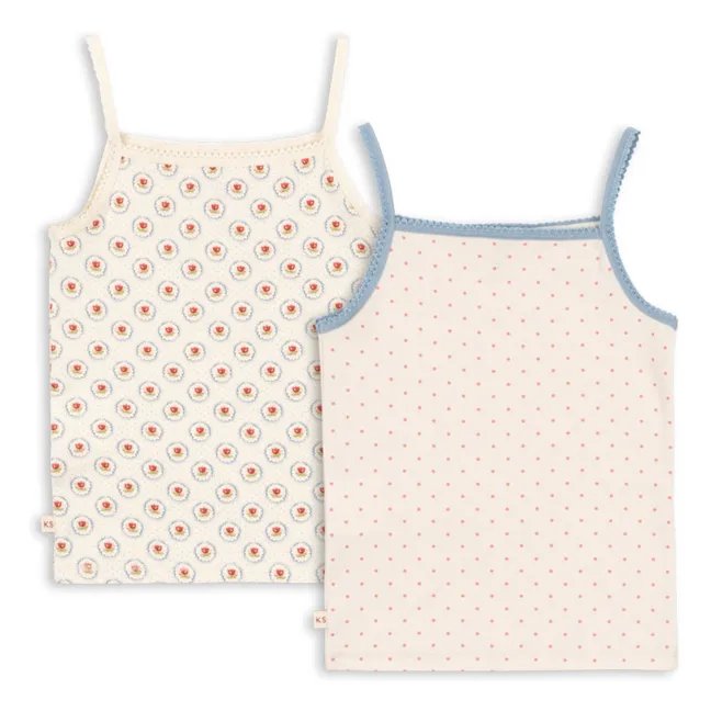 Lot de 2 Débardeurs Pois Coton Bio | Ecru