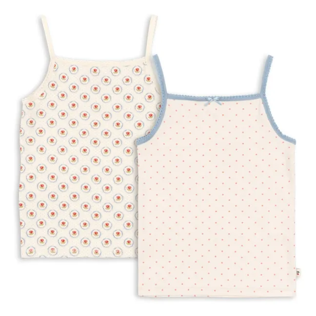 Lote de 2 camisetas de tirantes de guisantes de algodón ecológico | Crudo