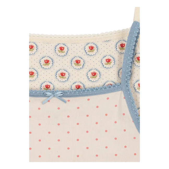 Lote de 2 camisetas de tirantes de guisantes de algodón ecológico | Crudo