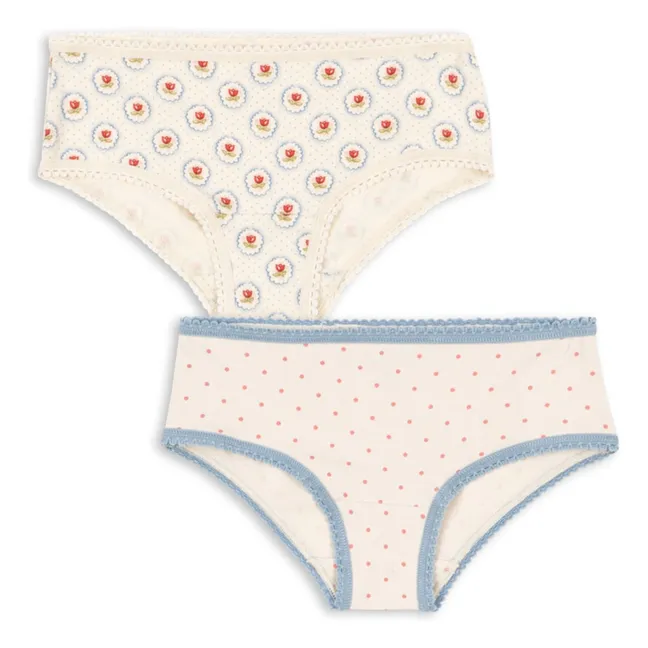 Lot de 2 Culottes Pois Coton Bio | Ecru