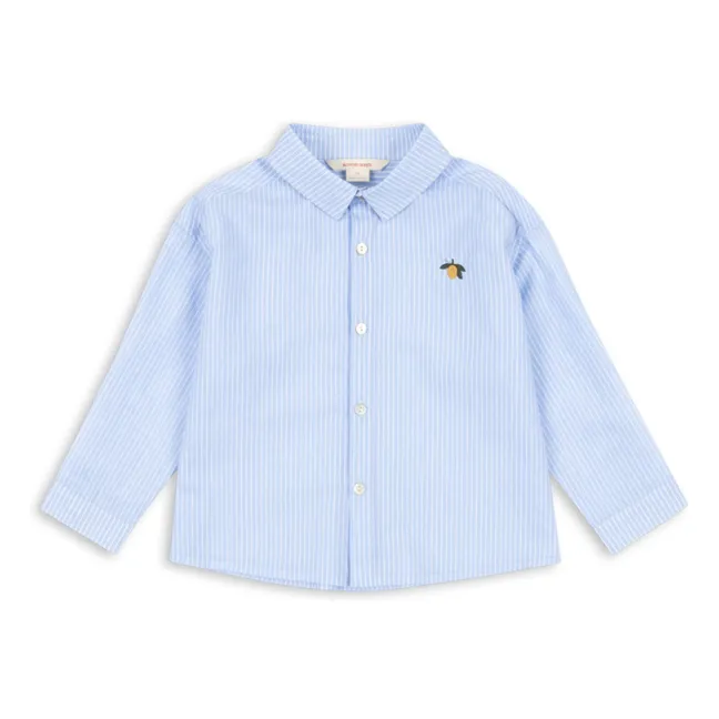 Chemise Wes Rayée Citron Coton Bio | Bleu