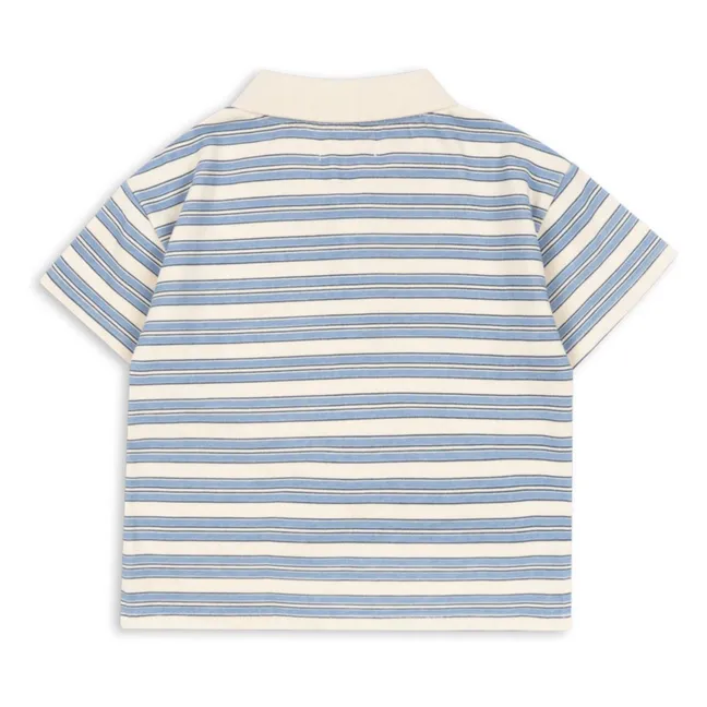 Spotty Striped Organic Cotton Polo Shirt | Blue