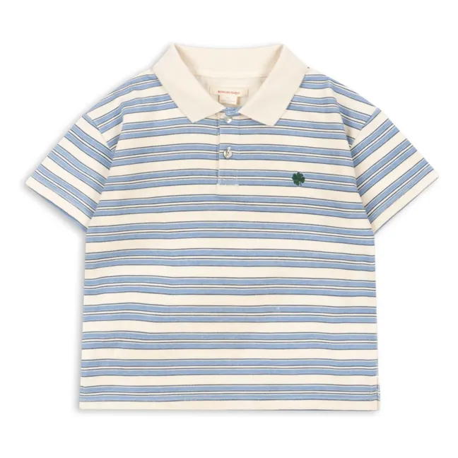 Polo a rayas de algodón ecológico | Azul