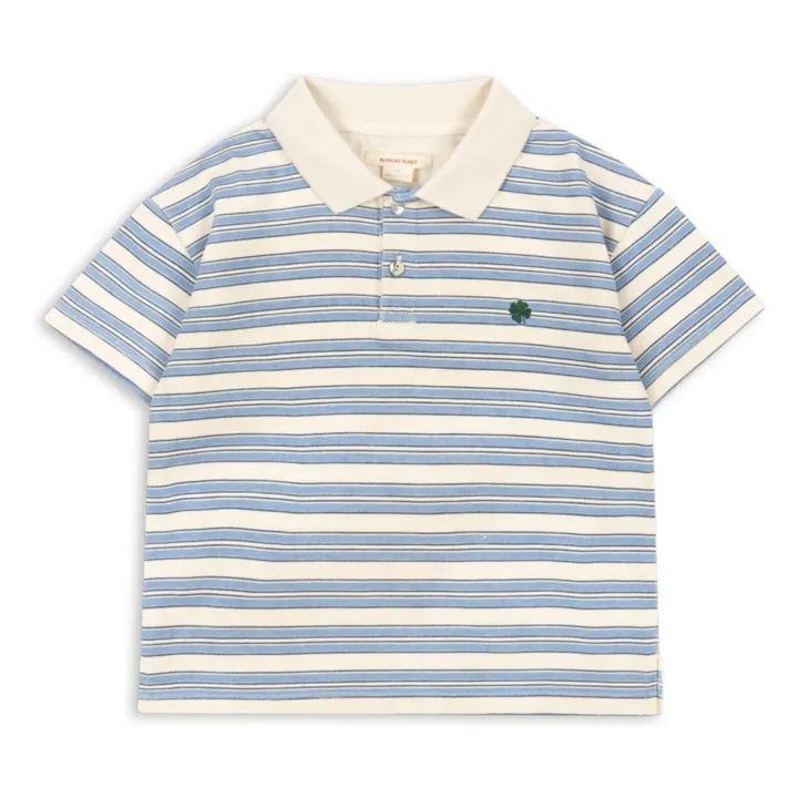 Polo a rayas de algodón ecológico | Azul- Imagen del producto n°0