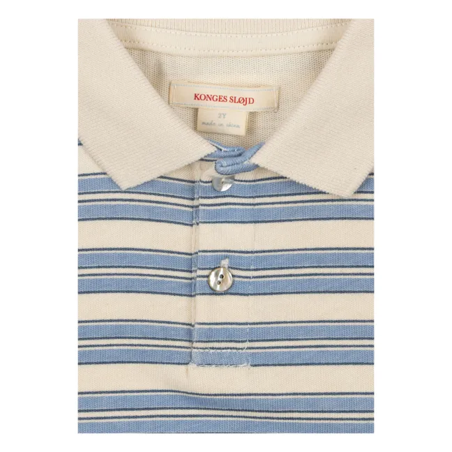 Polo a rayas de algodón ecológico | Azul