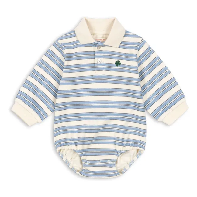 Spotty Striped Organic Cotton romper | Blue
