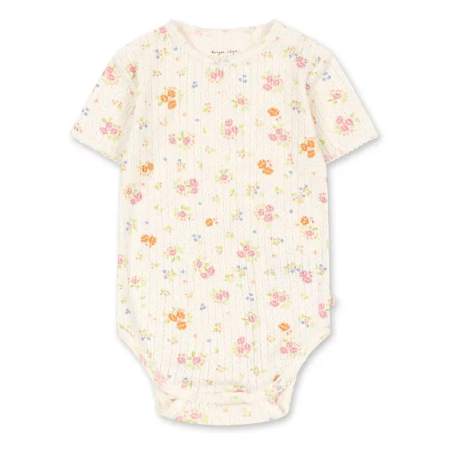 Body Minnie de manga corta de canalé Algodón orgánico | Crudo