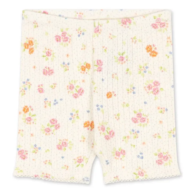 Minnie Floral Ribbed Cycling Shorts Organic Cotton | Ecru