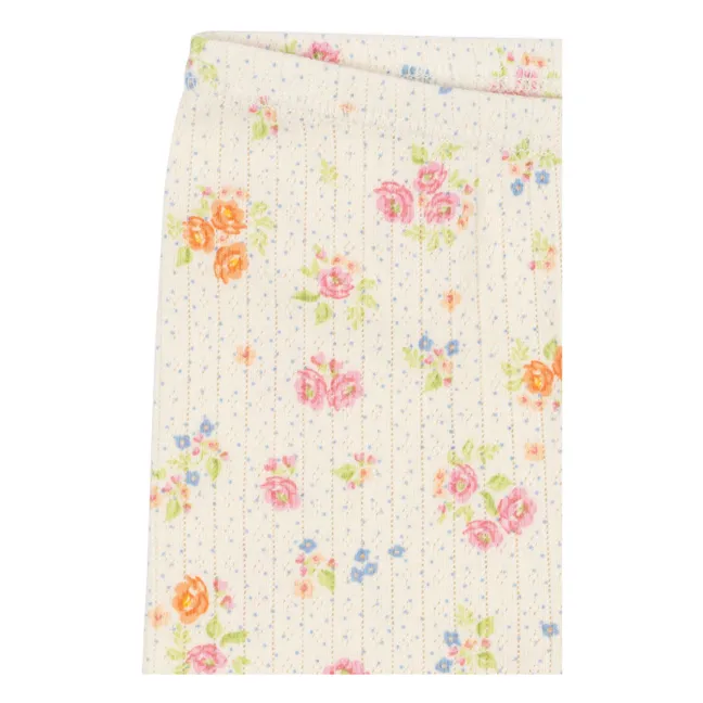 Minnie Floral Ribbed Cycling Shorts Organic Cotton | Ecru