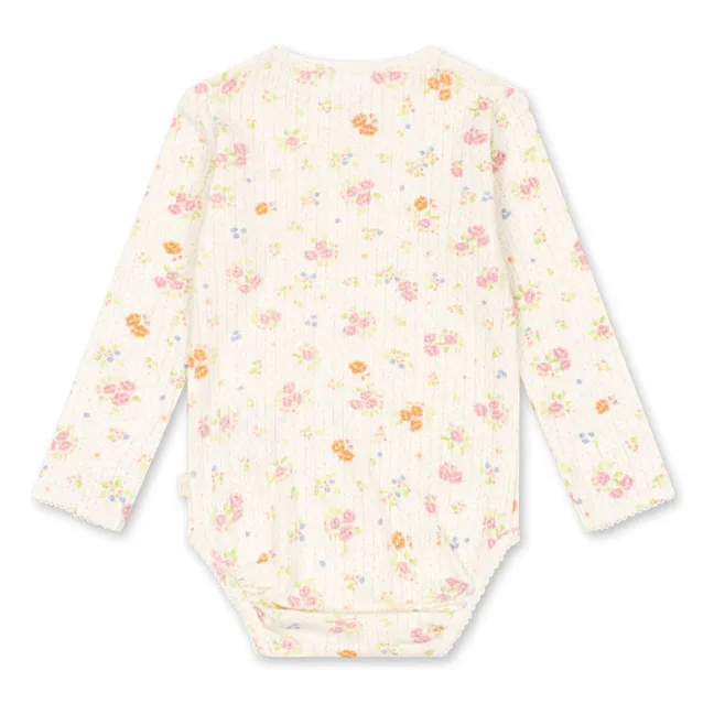 Minnie Floral Ribbed Bodysuit Organic Cotton | Ecru