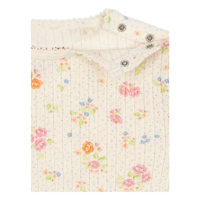 Body de canalé Minnie Floral Algodón orgánico | Crudo