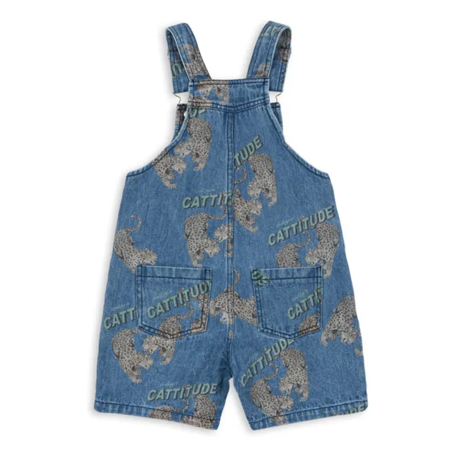 Salopette Courte Denim Magot Guépards Coton Bio | Bleu