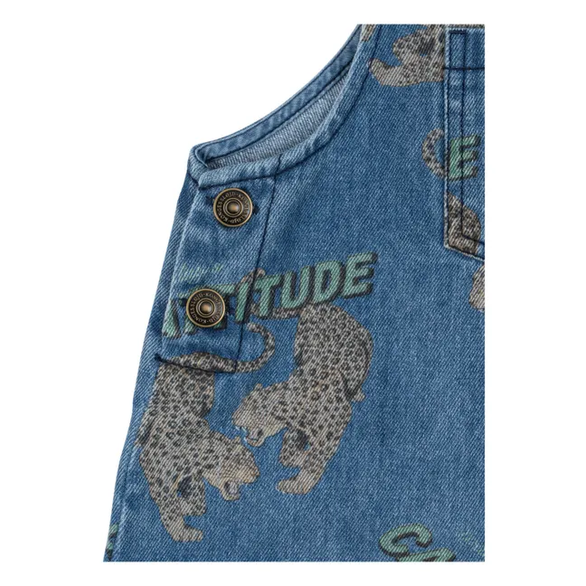 Organic Cotton Denim Magot Cheetah Short Dungarees | Blue