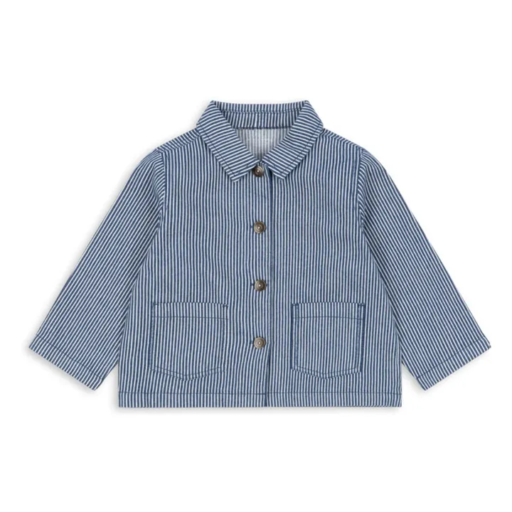 Veste Luc Rayée Coton Bio | Bleu- Image produit n°0