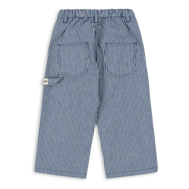 Luc Striped Organic Cotton Pants | Blue