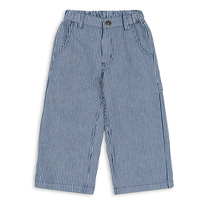 Pantalones a rayas de algodón ecológico Luc | Azul- Imagen del producto n°0