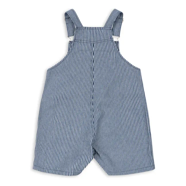 Luc Striped Organic Cotton Short Dungarees | Blue